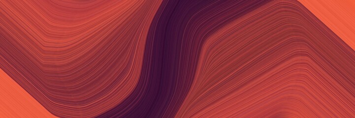 modern landscape orientation graphic with waves. elegant curvy swirl waves background illustration with sienna, very dark violet and tomato color