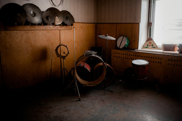 Obsolete musical room in abandoned building