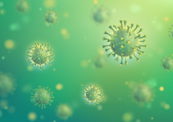 Coronavirus Covid-19 3d Green Virus Background