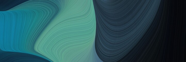 modern futuristic banner background with very dark blue, cadet blue and dark cyan color. smooth swirl waves background design