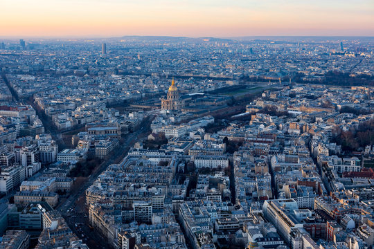 Paris cityscape at sunset