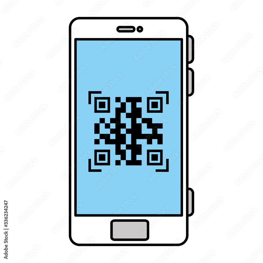 Poster qr code inside smartphone design of technology scan information business price communication barcode