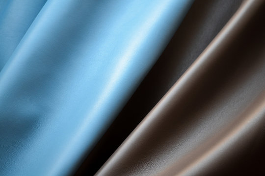 Brown and light blue soft leather texture background