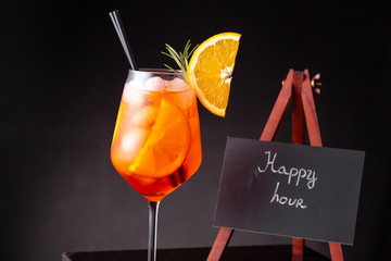 Detail of Aperol spritz cocktail