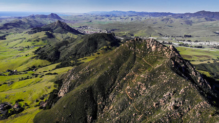 Bishop Peak in foreground, Morrow Bay in background.  Aerial view
