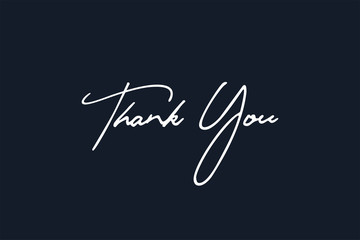 Thank You Text Handwritten Calligraphy Lettering Isolated On Dark Blue Background Vector Illustration.