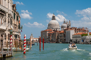 Famous Canale Grande in Venice, Italy with church Santa Maria della Salute