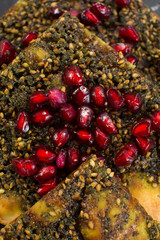 Fototapeta na wymiar Zataar Manakish lebanese manakeesh arabic food Zataar pomegranate Manakish lebanese manakeesh arabic food.