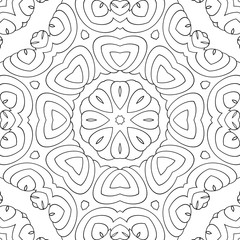 Coloring book for kids and adults. Seamless pattern, symmetric ornament, mandala, kaleidoscope for coloring. Template for design work.