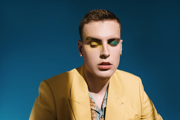 Young male model with makeup