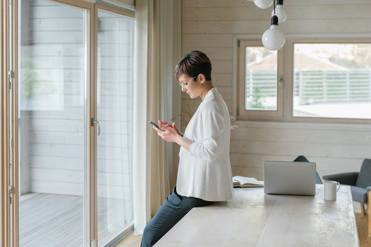 Businesswoman working from home