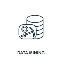 Data Mining icon from machine learning collection. Simple line Data Mining icon for templates, web design and infographics