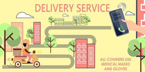 Online delivery service concept, online order tracking, delivery home and office.
