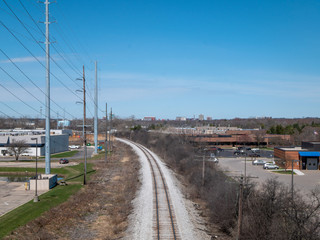 Fototapeta na wymiar railroad tracks in small town