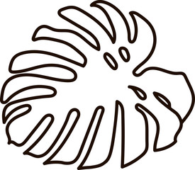 Vector design line artwork botanical illustration. Beautiful stroke icon tropical leaf monstera. Simple jungle summer line art.Tropic foliage line vector Natural illustration. 