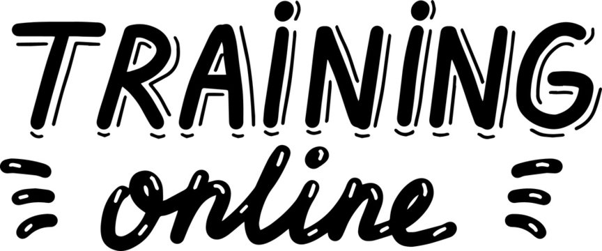 Online training, course, master class, hand drawn lettering calligraphy illustration. Vector eps brush trendy isolated on white background. 