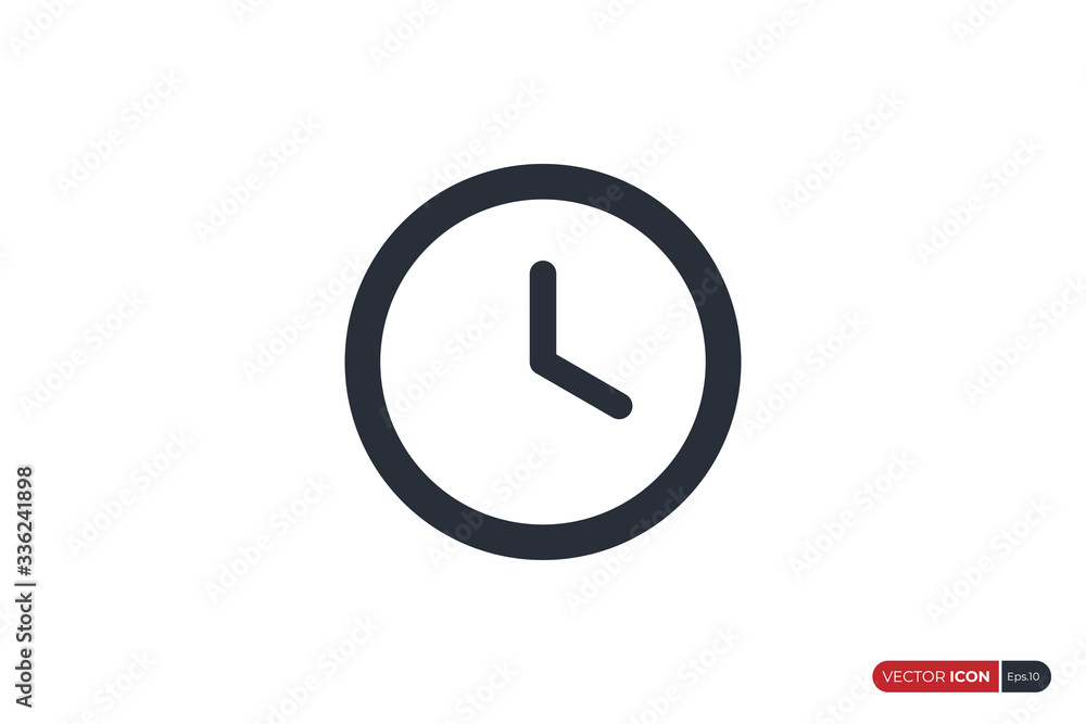 Poster clock icon time symbol isolated on white background. flat vector icon design template element.