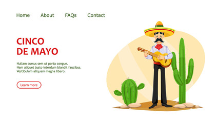 Fototapeta premium Mexican man in sombrero playing the guitar