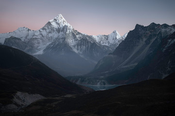 Alpenglow on Himalayan Peaks