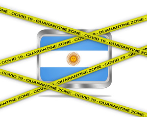 Argentina flag illustration. Coronavirus danger area, quarantined country.