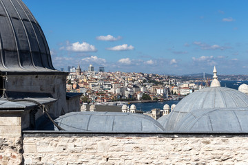 Obraz premium Panorama from Suleymaniye Mosque to Istanbul