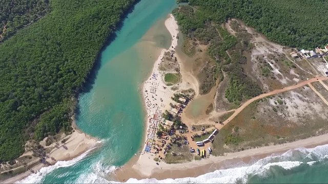 Imagem A&eacute;rea do Rio de Porto do Sauipe (Costa do Sau&iacute;pe), Entre Rios, Bahia, Brasil
