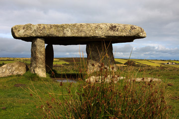 Madron (England), UK - August 16, 2015: Lanyon Quoit, (Giant's Table) is a famous Cornish...