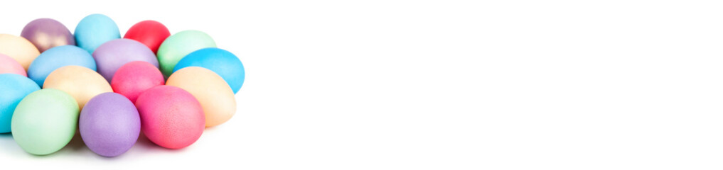 Easter eggs closeup on white