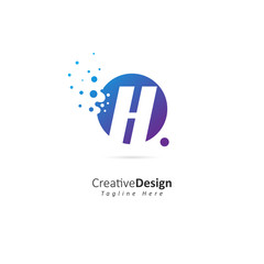 Dots Letter H Logo.  H Letter Design Vector with Dots. 