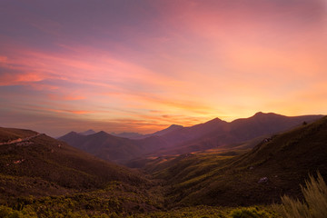 sunset in the mountains, Robinson Pass, Mossel Bay
