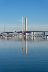 Moedrn bridge across the river. Dockalnds in Melbourne, Australia