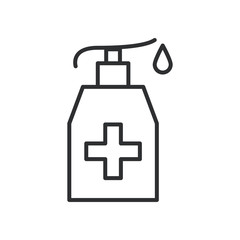 antibacterial soap bottle line icon