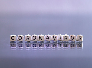 Coronavirus letters with blurred background