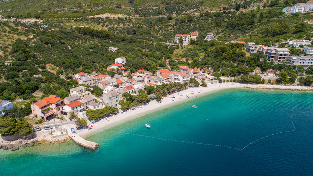 Aerial view of Krvavica near Makarska in Dalmatia, Croatia.