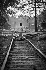woman on railroad