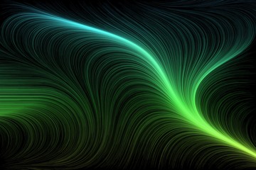 Energetic Abstract Flowing Green & Cyan Lines Background