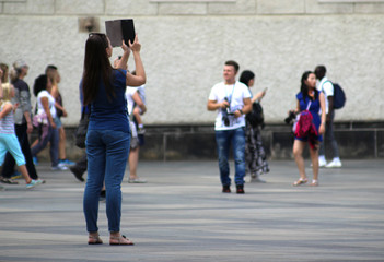 Obraz premium Selfies on the streets of Prague