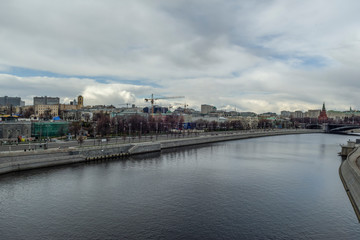 Moscow, Russia, April 5, 2020. Coronavirus Quarantine, Covid-19, in Moscow. Empty streets in the city center.