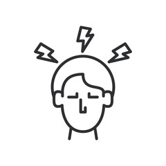 person with headache covid19 symptom line style icon