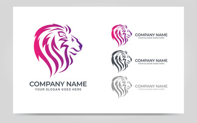 Colorful Modern Lion Head Logo Symbol Design. Graphic vector illustration
