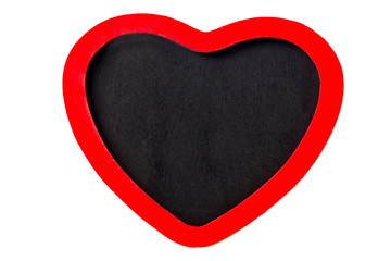Empty chalkboard texture in heart shape. Double frame from Blackboard and white background. image for background, wallpaper and copy space. bill board wood frame  in heart shape for add text.