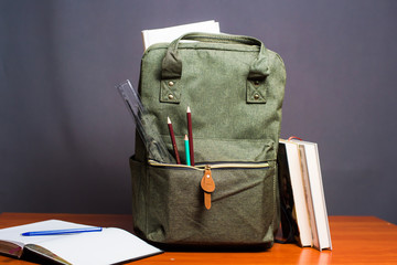 school backpack on background