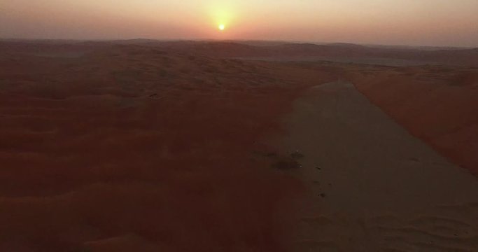 4K Drone Shot High Above Red Desert Sands