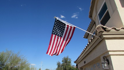 american flag on house