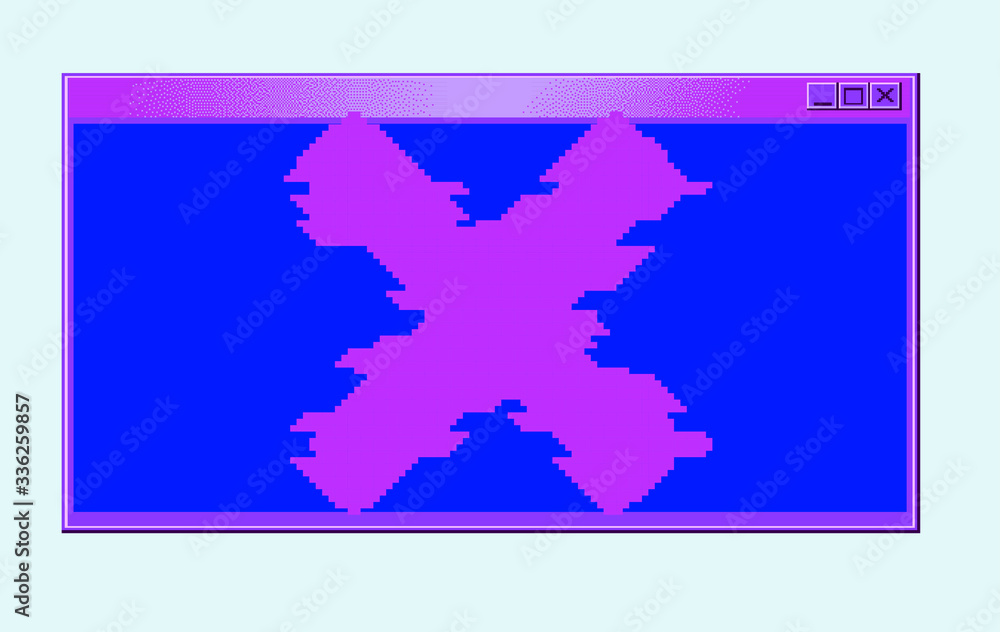Aufkleber Pixelated and glitched cross on white background. Concept art of computer virus or malware.