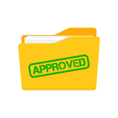 Image of a folder with an approved stamp isolated on a white background.