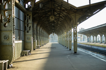 Platform at the Vitebsk railway station. Saint Petersburg, Russia. Daytime shooting © vivienstock