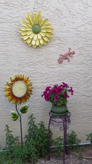 flowers in a pot in a garden