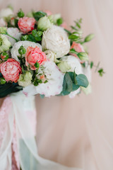 elegant wedding bouquet of fresh natural flowers