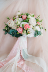 elegant wedding bouquet of fresh natural flowers